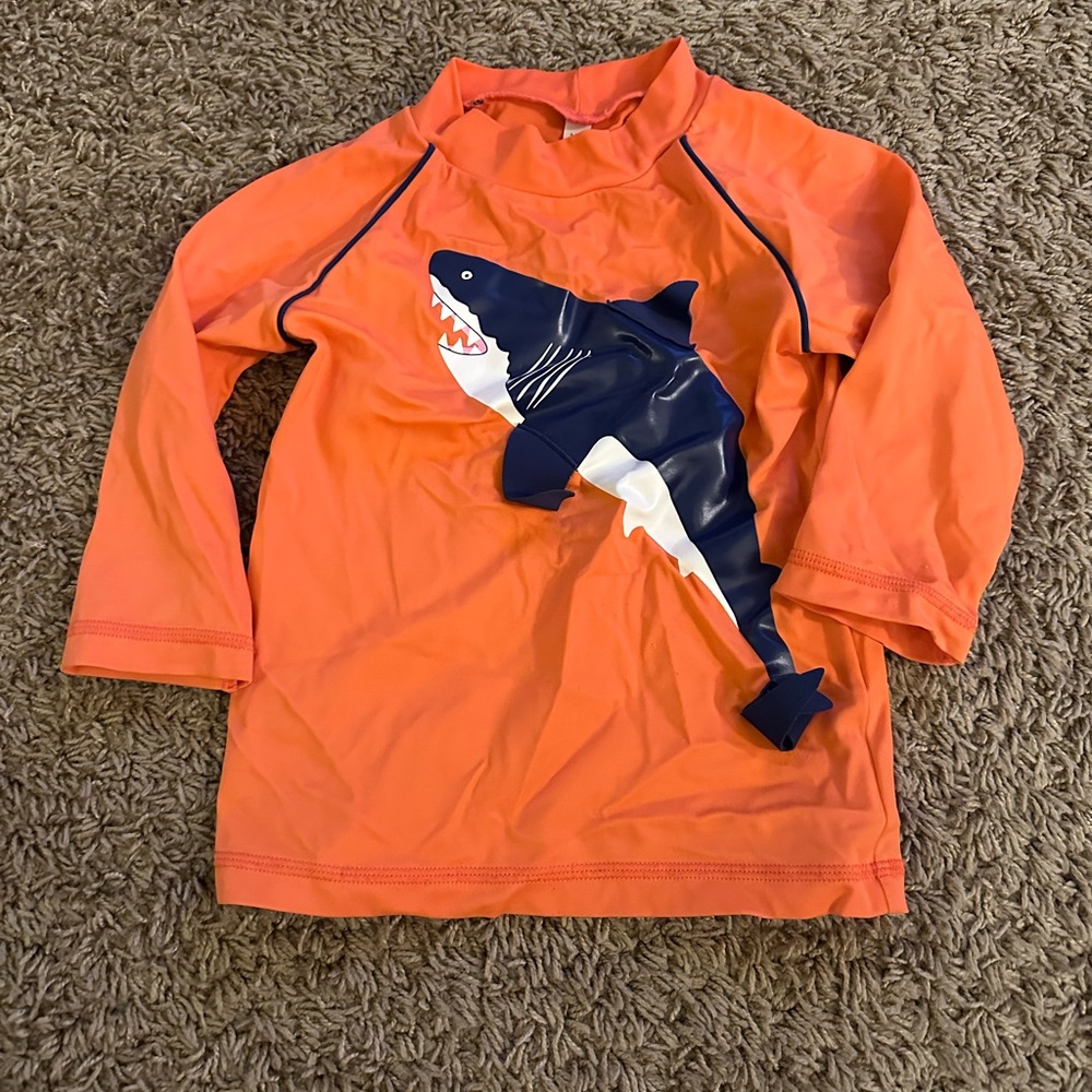 Mini Boden Orange Shark Rashguard